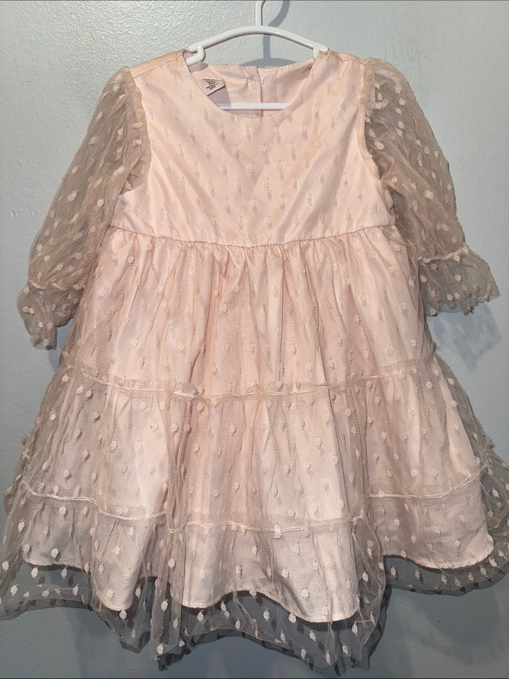 Nordstrom 24 Months Toddler Girl Pink Peach Dot Tiered Tulle Dress